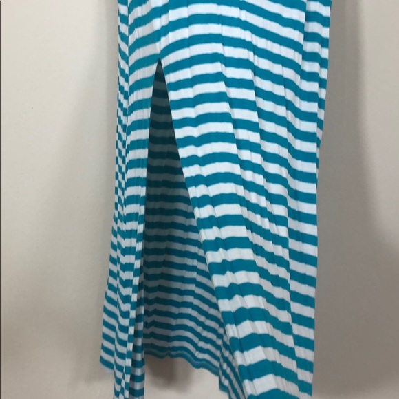 white and turquoise striped maxi skirt - Picture 2 of 3